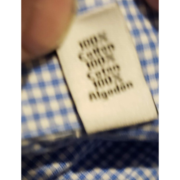 Mens Calvin Klein Size 16.5 Slim Fit Button Down Blue Checked Long Sleeved Shirt - Picture 7 of 9